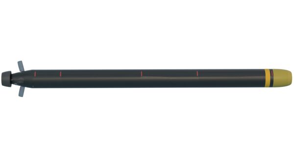 CRAW Compact Rapid Attack Weapon torpedo, side view